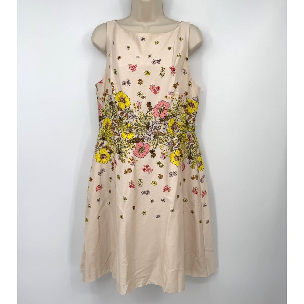 Loft Outlet Spring Dress sleeveless fit and flare Cream Floral woman’s size 10